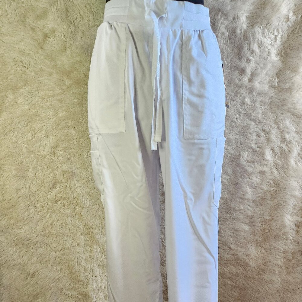 WonderWink Women's White Drawstring Scrubs Cargo Pocket Pants Size M